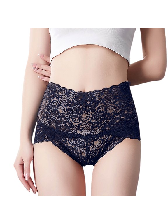 Tummy Control Lace Underwear for Women Openwork Embroidery High Waisted Body Shaping Panties Breathable Shapewear Briefs