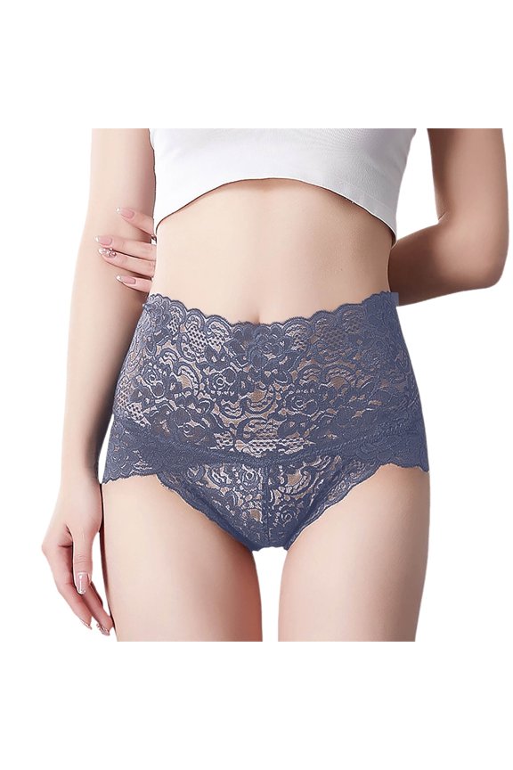 Tummy Control Lace Underwear for Women Openwork Embroidery High Waisted Body Shaping Panties Breathable Shapewear Briefs