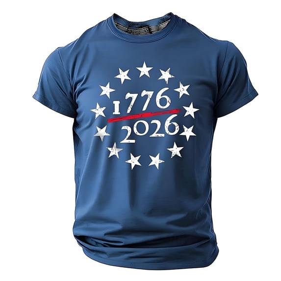 XINPING USA 250th Anniversary Merchandise Men’s 250 Years Patriotic T-Shirt, Crew Neck Short Sleeve Casual Tee, Independence Day Print 4Th of July American Flag Patriotic Shirts