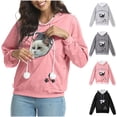 thumbnail image 1 of XINPING Women Pet Carrier Sweatshirt Puppy Holding, Long Sleeve, Casual Zip Up, Cozy Pocket Hoodie Pouch Tops with Playful Cat Ear Hood, 1 of 6