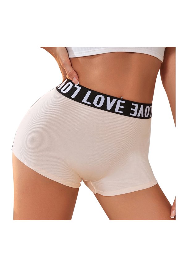 Women’s Boyshort Briefs, Mid Waist Butt Lifting Seamless Underwear with Letter Waistband Stretchy Breathable Comfortable Panties