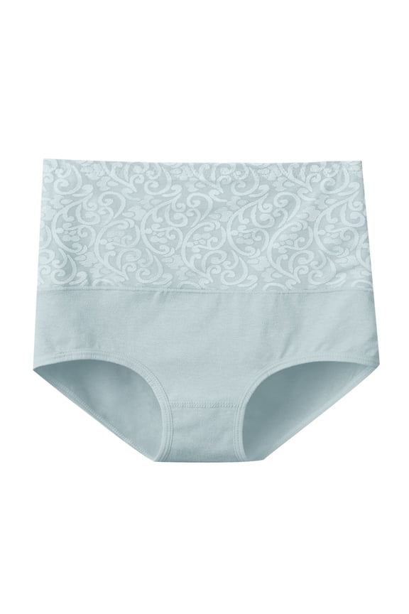 Women's Cotton High Waist Panties Rose Jacquard Tummy Control Briefs Solid Color Lifting Comfortable Stretchy Briefs