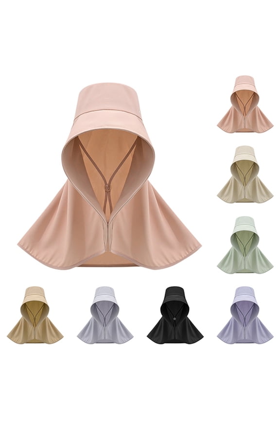 Women's Full Neck Cover Sun Hat, Breathable UV Protection Hooded Cap with Adjustable for Outdoor Activities, Gardening and Beach Vacation