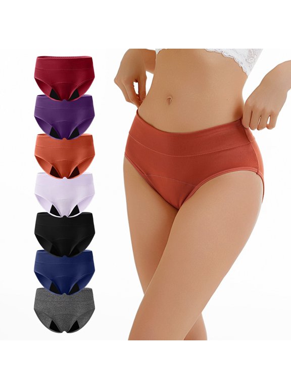 Women's Leak Proof Period Briefs High Waisted Underwear Stretchy Lightweight Washable Reusable Full Coverage Panties for Ladies