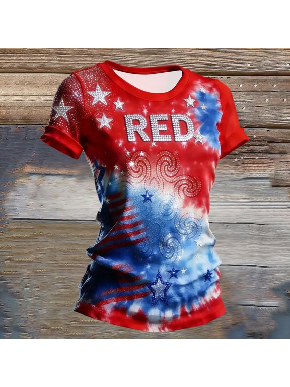 Women's On Friday We Wear Red R.E.D Friday Remember Short Sleeve Everyone Deployed Unisex-Adults US Flag T-Shirt Black Classic Fit