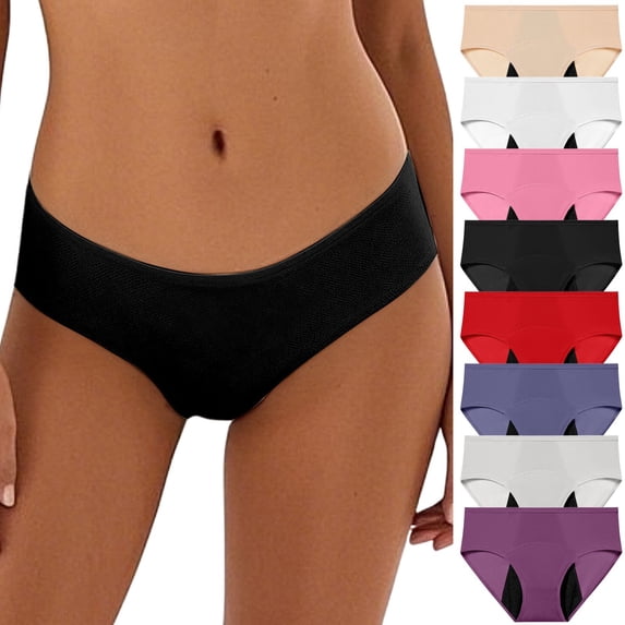 XINPING Women's Period Brief Bikini Underwear Cute Breathable Stretch Comfy Leak Proof Menstrual Panties for Ladies