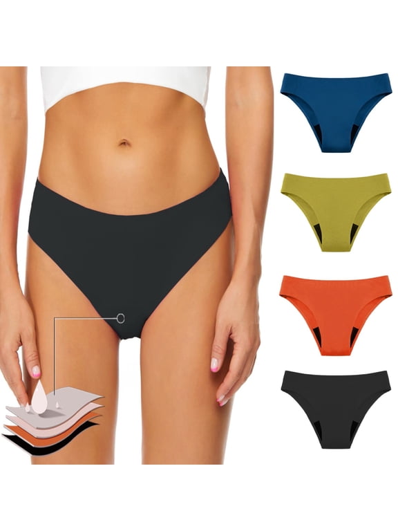Women's Panties Leak Proof Plus Size Period Briefs Stretchy Breathable Underwear Low Waist Menstrual Panties