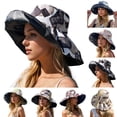 thumbnail image 1 of XINPING Women's Reversible Printed Sun Bucket Hat, Oversized Wide Brim UV Protection Beach Vacation Hat with Abstract Pattern, Lightweight and Packable, 1 of 5