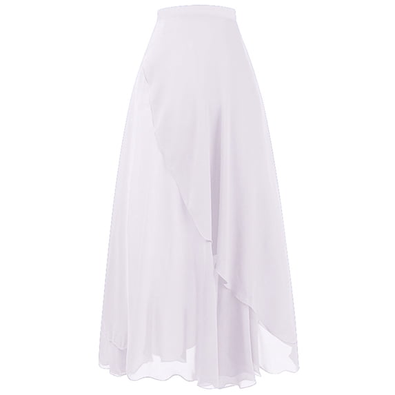XINPING Women's Skirts Midi Flared Ruffle Polka Dot Stretchable Fabric Chiffon Elastic High Waist Pleated A-Line Flared Maxi Skirts