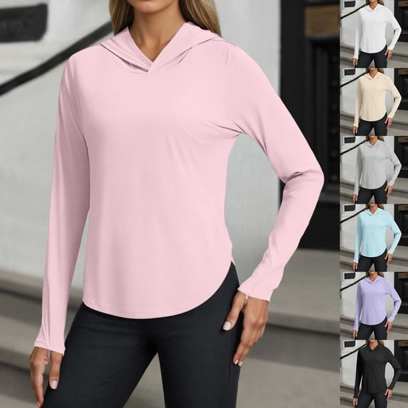 XINPING Women's UPF 50+ Sun Protection Hoodie Ice Silk Jacket Lightweight Long Sleeve Shirt with Pocket Yoga Running Sun Sports T Shirt