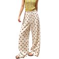 thumbnail image 1 of XINPING Women's Wide Leg Baggy Sweatpants Polka Dot Y2K Casual Trousers Elastic Waist,Drawstring,Loose Pants,Trendy Y2K Pants, 1 of 5