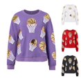 thumbnail image 1 of XINPING Womens Basketball Sequin Sweatshirt Casual Crewneck Oversized Baggy Long Sleeve Crewneck Pullover Fall Top, 1 of 6