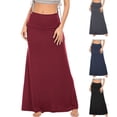 thumbnail image 1 of XINPING Work Skirts for Women Ruffle Hem Color Block Soft & Lightweigh Flowy Swing Pleated Beach Long Skirt with Pockets, 1 of 6
