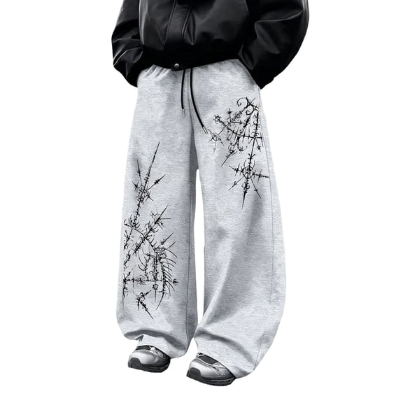 XINPING Y2K Sweatpants Graphic Baggy Sweatpants Men Women Flower Streetwear for Skater Wide Leg Stylish Comfort Fit Trousers for Everyday Wear 2000S
