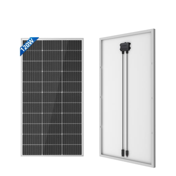 XINPUGUANG 120W Monocrystalline Rigid Solar Panel, 18.15V IP67 Waterproof Glass Solar Panel with Aluminum Frame and PV Connectors for RV, Boat, Cabin, Camping and Off-Grid Use