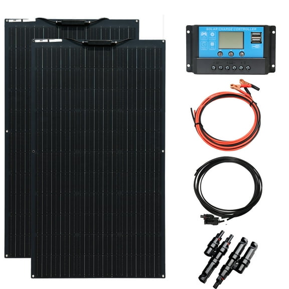 XINPUGUANG 200W 12V Solar Panel Kit System 2pcs 100W 18v Flexible Monocrystalline PV module for Motorhome, Boat, Tent, Car, Trailer, 12v Battery Power Charging