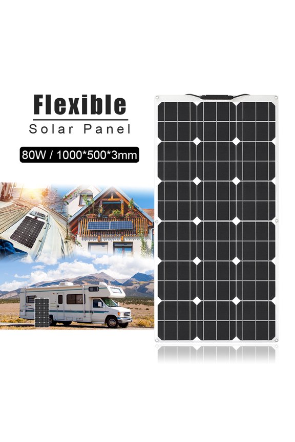 80W 12V Flexible Solar Panel Monocrystalline PV Charger for RV Boat and Other Off-Grid Application