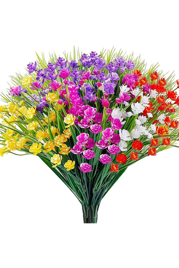 5 Bundles of UV-Resistant Artificial Flowers – Lifelike, Non-Fading Faux Floral Decor for Indoor & Outdoor Use, Garden, Porch, Wedding & Seasonal Decoration.