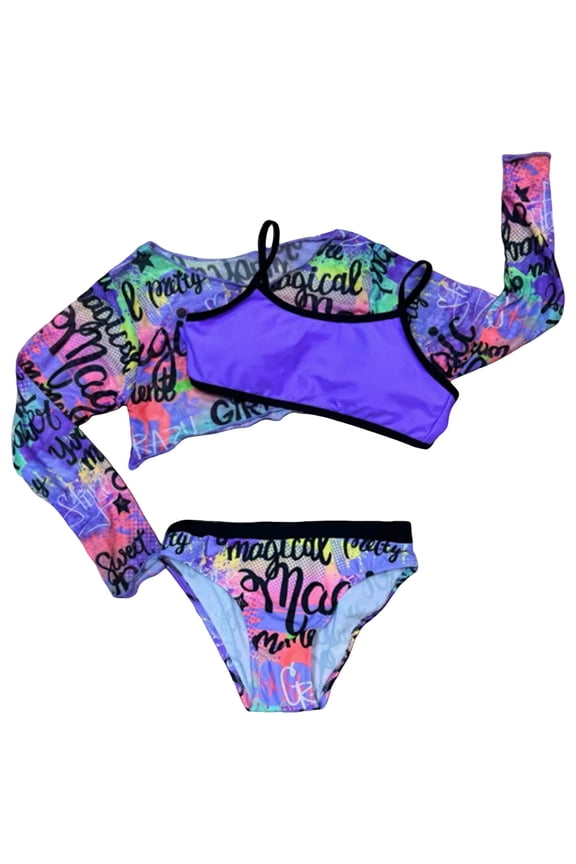 Baby Girl Swimsuit Two Piece Girls Summer Swimsuits Swimwear Bathing Suit Beach Bikini Two Piece Tie Front Swimsiuts Purple Size 9-10 Years