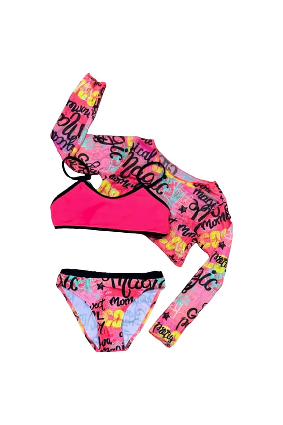 Baby Swimsuit Girl Girls Swimsuits Two Pieces Flutter Sleeve Tankini Printed Quick Dry Swimwear Watermelon Red Size 9-10 Years