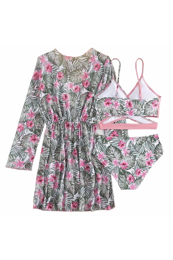 Baby Swimsuit Girl Two Piece Girls 3pcs Swimsuits with Boyshort for Kids Swimwear Bathing Suits Set Pink Size 11-12 Years