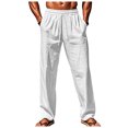 thumbnail image 1 of adviicd Baggy Pants Men Mens Casual Pants Elastic Waist Drawstring Straight-Legs Summer Beach Loose Fit Trouser (White,M), 1 of 7