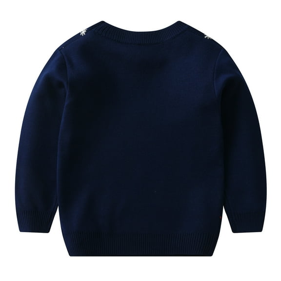 XINSDOAKK Boys Holiday Sweater Kids Boys Cable Knit Sweaters Long Sleeve Crewneck Pullover Cute Knitwear Fall Jumper Tops (Dark Blue,3-4 Years)