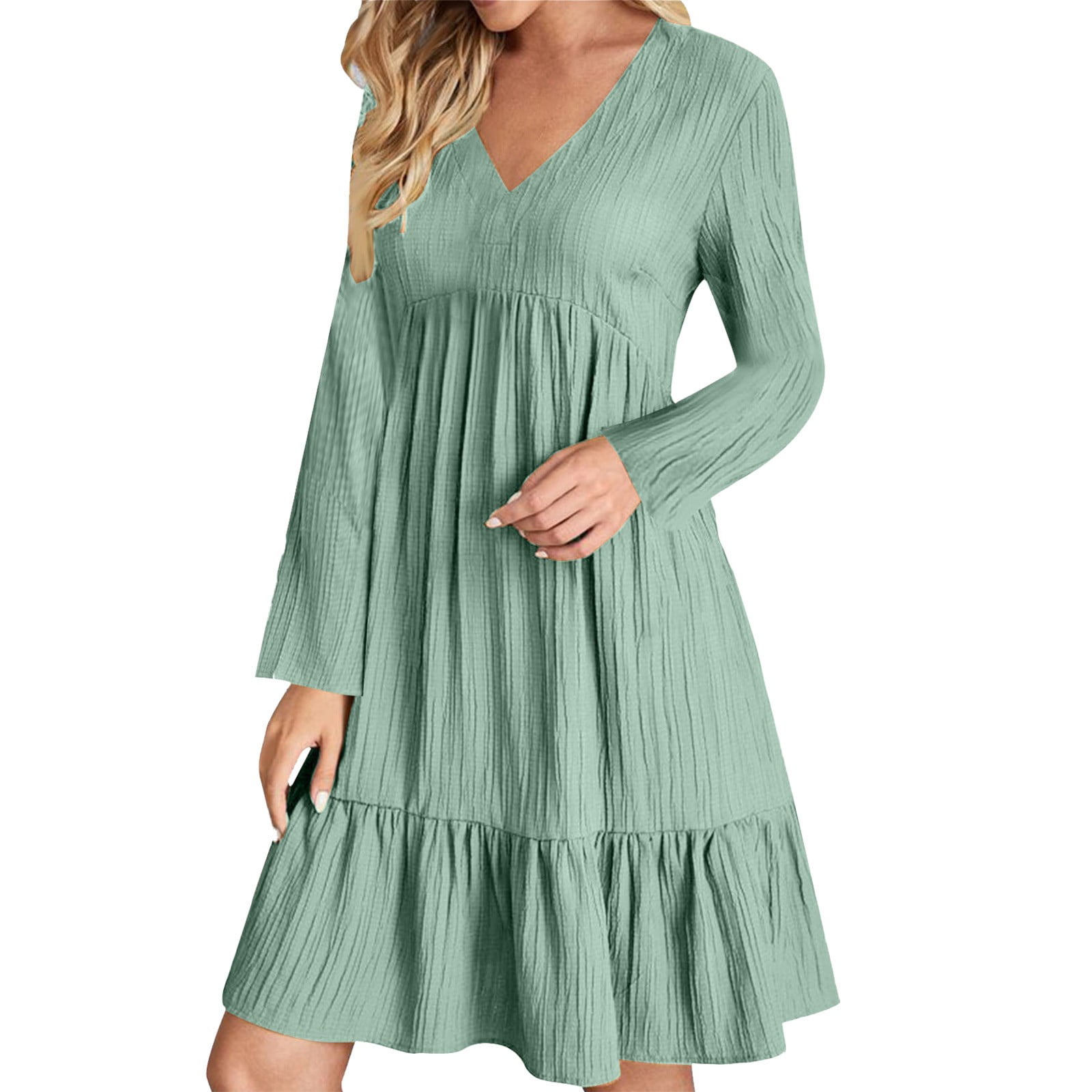 XINSDOAKK Fall Dresses For Women Casual Dresses for Women Semi Formal Fit  and Flare Dresses A-line Work Dresses (Mint Green,L) - Walmart.com