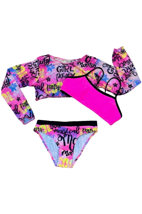 Girl Swimsuit Girls' Bikini Beach Sport Two Piece Swimsuit for Summer Hot Pink Size 7-8 Years