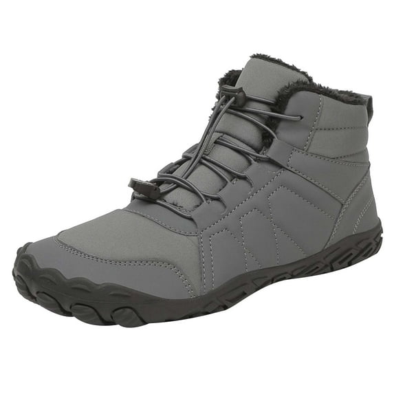 adviicd Men's Winter Boots Men's Women's Winter Barefoot Hiking Boots,Minimalist Warm Zero Drop Snow Boot Slip On Barefoot Boots Men Wide Waterproof Hiking Boots Women (Grey,11.5)