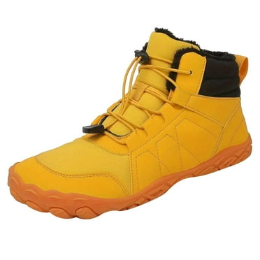 adviicd Men's Winter Boots Men's Women's Winter Barefoot Hiking Boots,Minimalist Warm Zero Drop Snow Boot Slip On Barefoot Boots Men Wide Waterproof Hiking Boots Women (Yellow,6.5)