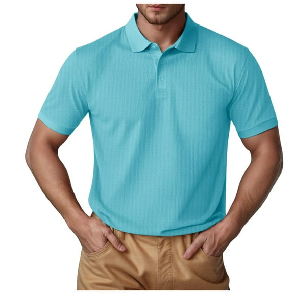 adviicd Mens Polo Shirts Short Sleeve Men’s Short Sleeve Polo Shirt, Midweight Men's Shirt (Light Blue,L)