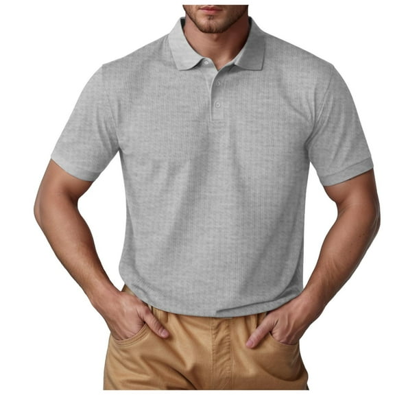 adviicd Mens Polo Shirts Short Sleeve Men’s Short Sleeve Polo Shirt, Midweight Men's Shirt (Light Gray,L)