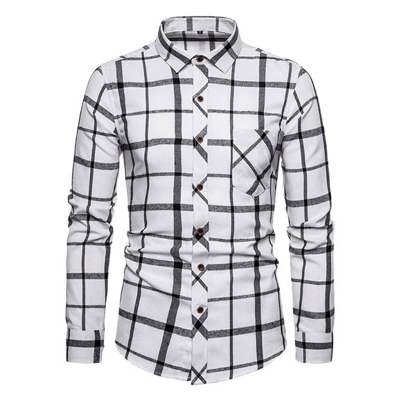 XINSDOAKK Shirts for Men Men's Western Work Shirt Regular Fit Button Up Casual Long Sleeve Shirts (White,XXL)