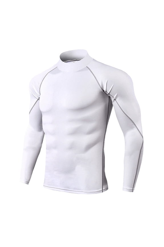 XINSDOAKK Tshirts Shirts For Men Mens Turtleneck Long Sleeve Compression Shirts Dry Fit Workout Shirts (WH1,S)