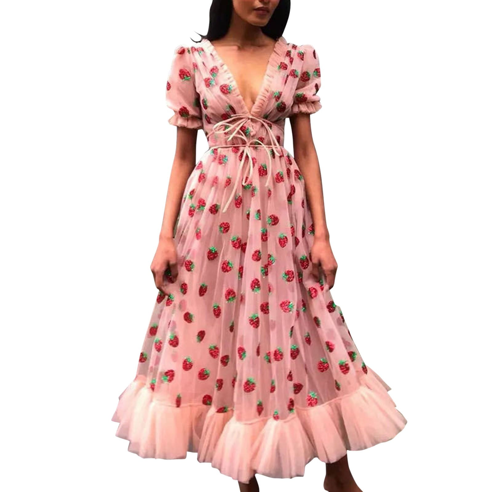 ZBYY Women's Floral Embroidery Mesh High Neck Bodycon Party Dress - View #4