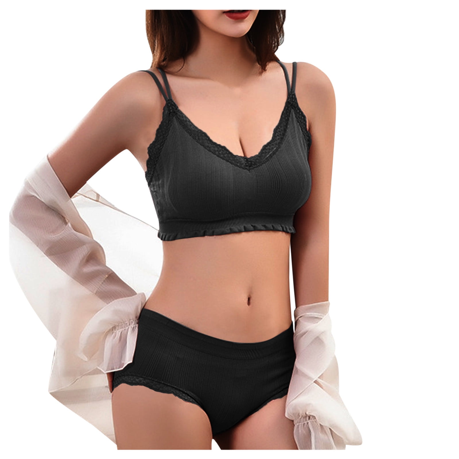 Bras Sets Ladies Underwear Sexy Seamless Gathered Bra Solid Color Female  One Piece Wire Free Lingerie Set From Xiatian8, $41.7