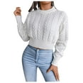 thumbnail image 1 of XINSHIDE Female Sweaters Crew Neck Long Sleeve Loose Chunky Knitted Pullover Sweater Jumper Tops sweaters for teen girls, 1 of 6