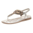 thumbnail image 1 of XINSHIDE Women Sandals Rhinestone Decor Slingback Wedges Sandals Elastic Ankle Strap Casual Bohemian Beach Shoes Metallic Rhinestone Decor Thong Sandals Fashion Shoes, 1 of 9