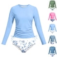 thumbnail image 1 of Bigetiay 2 Piece Swimsuit for Girls Long Sleeve Rash Guard Top with Swim Bottom Girls Bathing Suit 6-7Y, 1 of 5