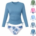thumbnail image 1 of Bigetiay 2 Piece Swimsuit for Girls Long Sleeve Rash Guard Top with Swim Bottom Girls Bathing Suit 7-8Y, 1 of 3