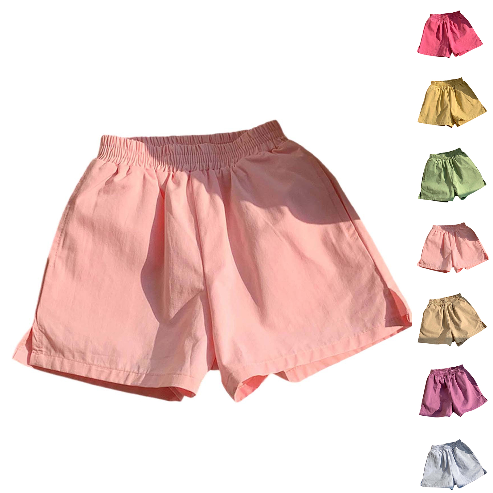 XINXIAOO Athletic Shorts for Girls with Pockets Elastic Waist Jogger Shorts for Kids 6-7 Years