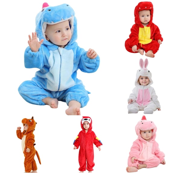 XINXIAOO Baby Boys Girls Dinosaur Costume Winter Cute Long Sleeve Thermal Jumpsuit Baby Boy Girl Hooded Jumpsuit Christmas Halloween Outfit 6-12 Months