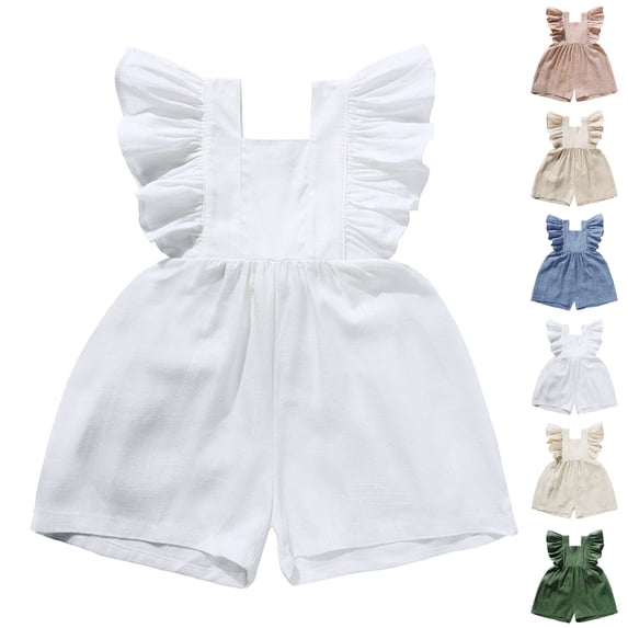 XINXIAOO Baby Girls Boys Summer Sleeveless Wide Leg Jumpsuit Relaxed Short Pants with Pockets Outfits Size 6-12 Months