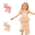 thumbnail image 1 of XINXIAOO Baby Girls Summer 2 Piece Outfits Sleeveless T-Shirt Tops Elastic Waist Long Pants Casual Cute Girl Outfits 6-9 Months, 1 of 6