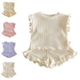 thumbnail image 1 of XINXIAOO Baby Girls Summer Outfits 2 Piece Sets Ruffled Sleeveless T-Shirt Tops High Waisted Short Casual Cute Girl Clothes Size 6-12 Months, 1 of 3