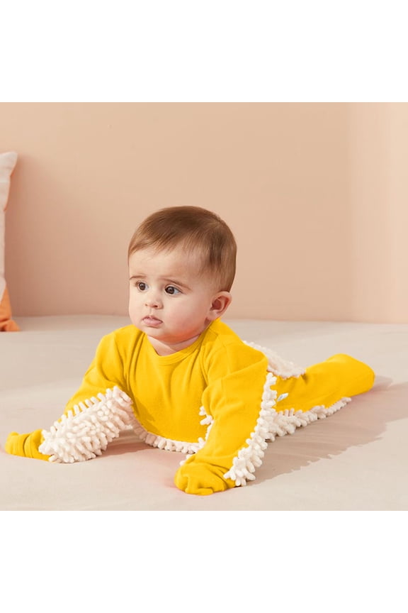 Baby Mop Romper - Unisex Bodysuit with Mittens for Infants, Funny Crawling Outfit for Pretend Play & Photos