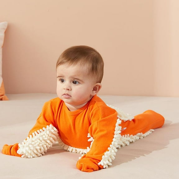 XINXIAOO Baby Mop Romper - Unisex Bodysuit with Mittens for Infants, Funny Crawling Outfit for Pretend Play & Photos