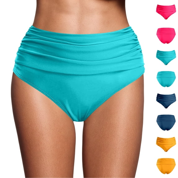 XINXIAOO Bikini Bottom for Women Ruched Upf 50+ Swim Brief Light Flow Swim Bottom Sky Blue Swim Bottoms
