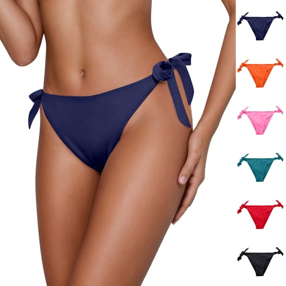 XINXIAOO Bikini Bottom for Women Side Tied Drawstring Upf 50+ Swim Brief Light Flow Swim Bottom Navy Swim Shorts